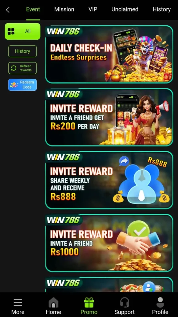 bonuses and promotions on WIN